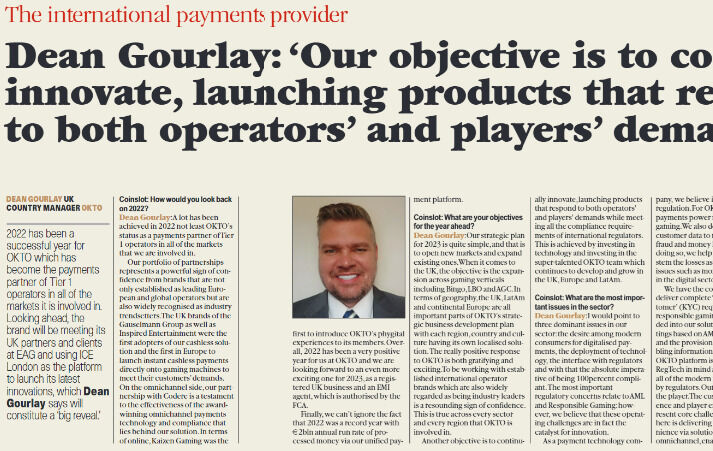 Dean Gourlay: Our objective is to continually innovate, launching products that respond to both operators&#8217; and players&#8217; demands